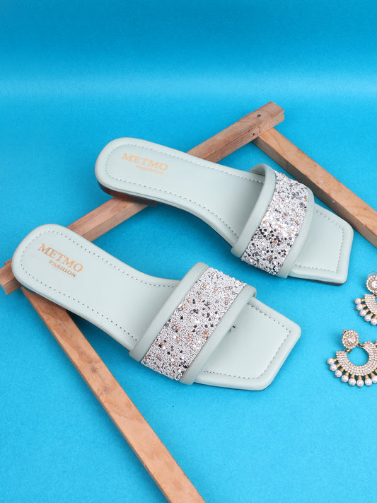 Women Stylish strap sandals stones embedded
